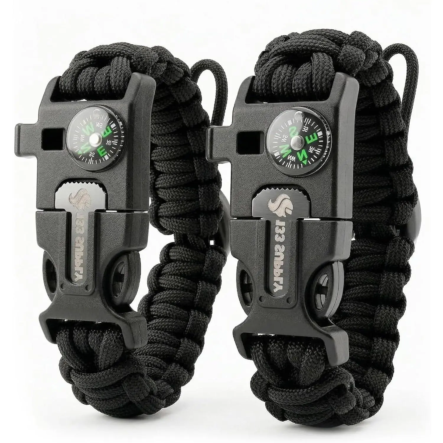Paracord Bracelet Compass Hiking Survival Kit Emergency Whistle Fire Starter Camping Gear Hiking Essentials Fishing Hunting Accessories EDC Backpacking Gear Tactical Survival Gear Equipment