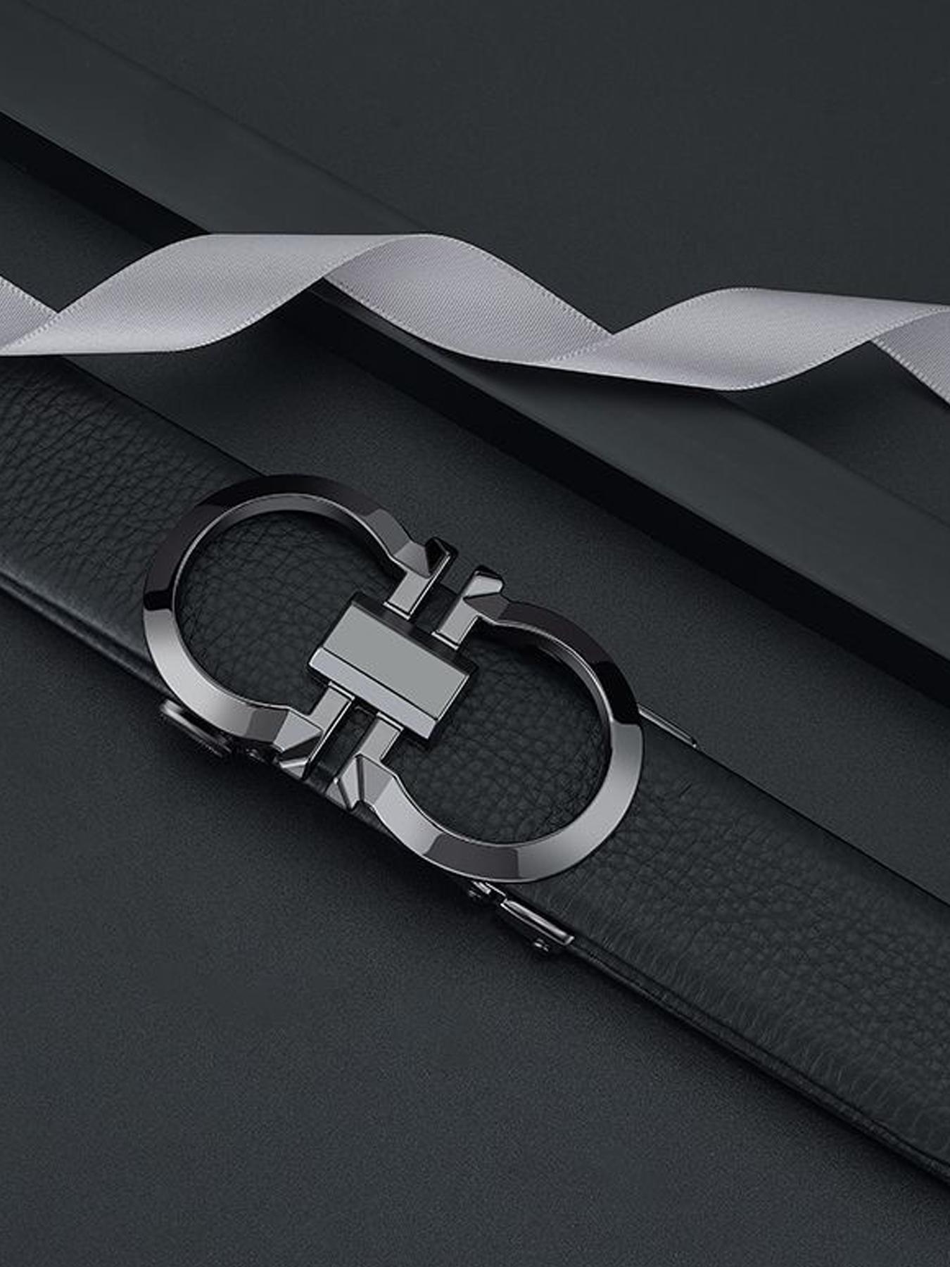2026 New Arrival Men's PU Leather Belt, Automatic Buckle Business Casual Belt, All-Season Textured Design Men's Belt, Belt with Buckle