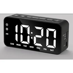 Digital Alarm Clock Plug in & Rechargeable – Loud Bedside Desk Clock with Memory Function, Dual Alarm, 3 Modes for Weekends, Weekdays, Every Day, for Bedroom, Living Room, Study, Kids & Adults