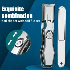 2-piece men's thick nail clipper - professional locked toe nail clipper for elderly people, stainless steel wide jaw nail clipper without splashing, with file