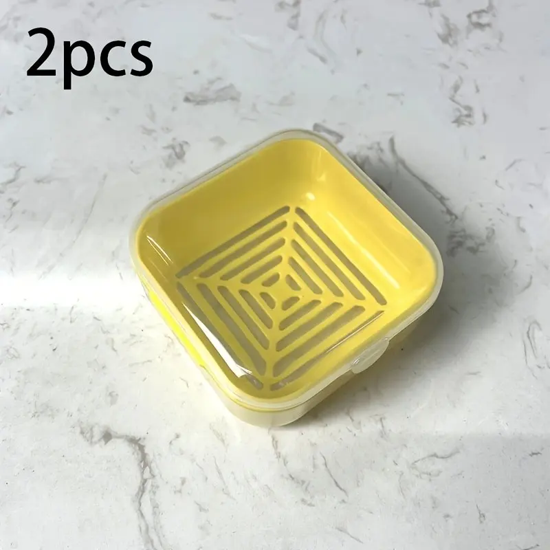 2pcsPlastic Square Soap Box, Travel Soap Container with Lid, Portable Soap Case, Sealed Dust-proof Soap Holder Box, Drain Soap Dishes for Travel Camping Gym, Travel Essentials, Bathroom Accessories