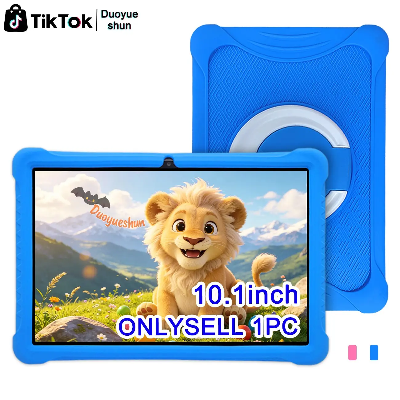 Upgraded Popular 10.1 Inch Tablet Customized for Students, 5G WiFi for Smooth Study & Games, Front & Rear Dual Cameras, Shockproof Case,Parental Mode, Stylish Blue & Pink, Great Holiday Gift, USB Cable Included, No Power Adapter，#SummerFinds