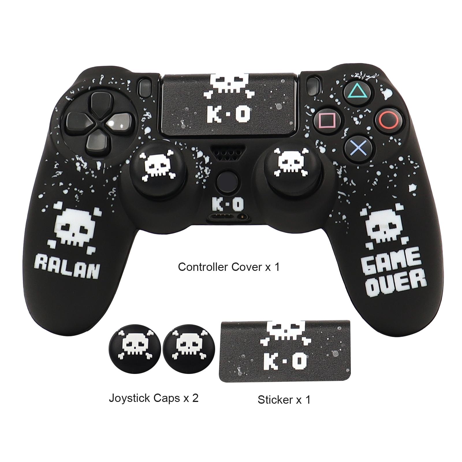 RALAN Silicone Game Controller Protective Case Cover with 2 Thumb Grip Cap & 1 Touch Screen Sticker, Game Controller Protector, Console Accessories for PS4