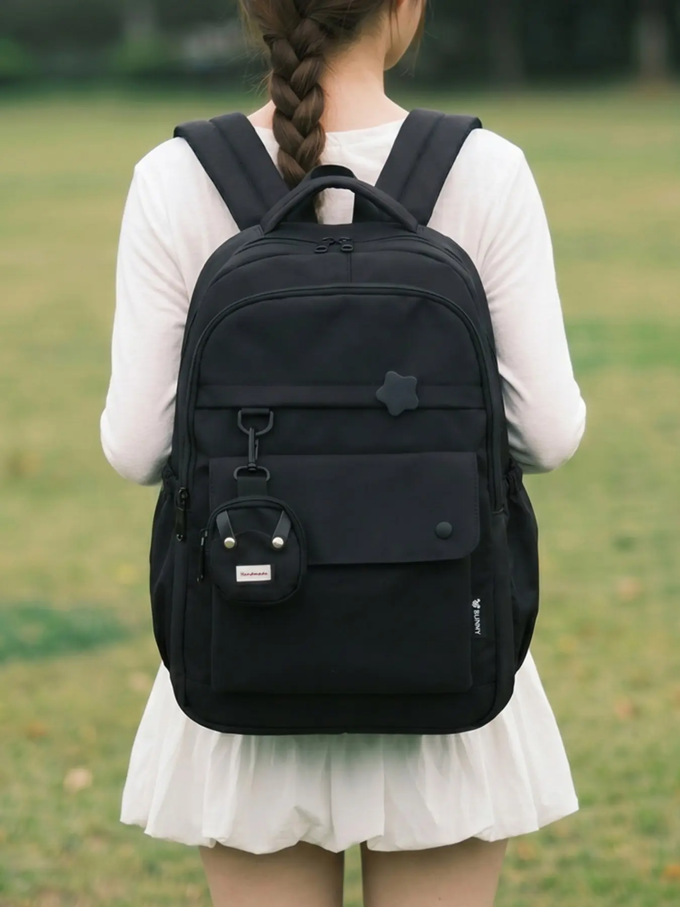Fashionable Large Capacity Backpack for Women, Durable Casual Laptop Bag, Korean Style Multi-Layer University Bookbag, Simple and Stylish Design, Lightweight Daily Backpack