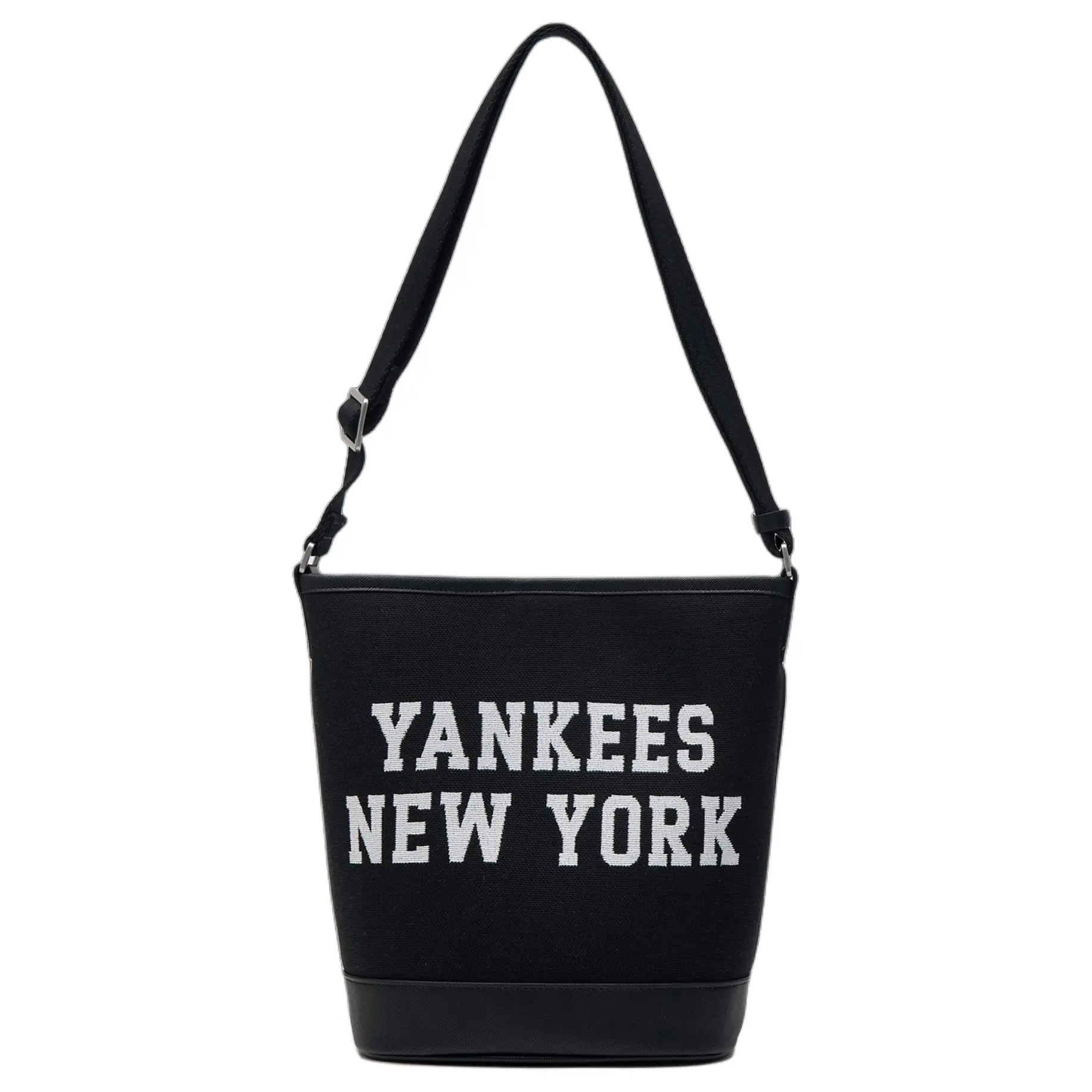 MLB New York Yankees Casual Cotton Bucket Bag for Men and Women, Unisex NY-Style Handbag in Black