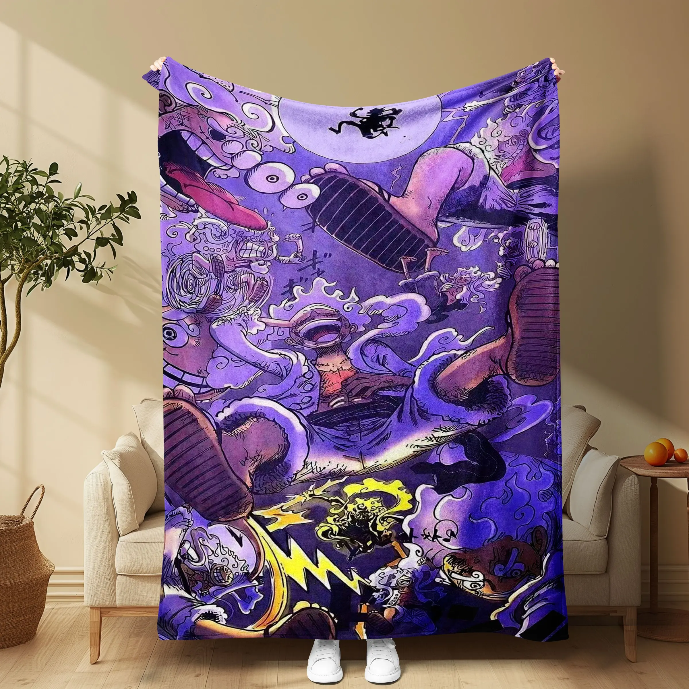 One Piece Luffy Flannel Blanket, Anime-Themed Cozy Throw, Perfect for Bedroom Sofa Decor, Ideal Gift for Fans, Warm Plush Cover