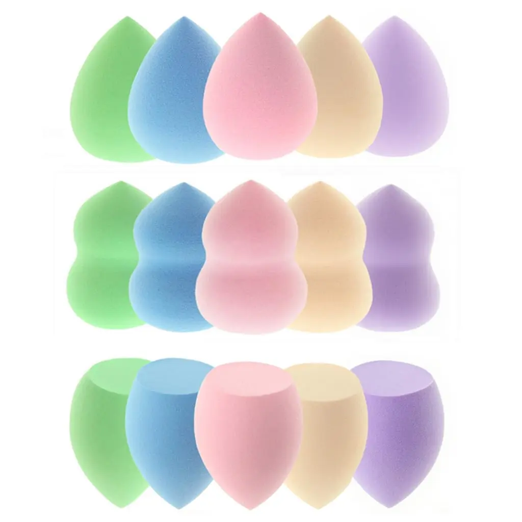 15-Piece Makeup Sponge Set - 3 Shapes, Multi-Color Soft Makeup Sponges, Suitable for Liquid, Cream, and Powder Foundations, Concealer (Pink/Nude/Purple/Green/Blue)