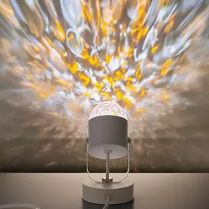 Plug-In Dynamic Ocean Wave Table Lamp Projector, Color Changing Vivid Water Ripple Night Light, Ambient Projection Lamp for Bedroom Room Christmas Party Decor Lighting