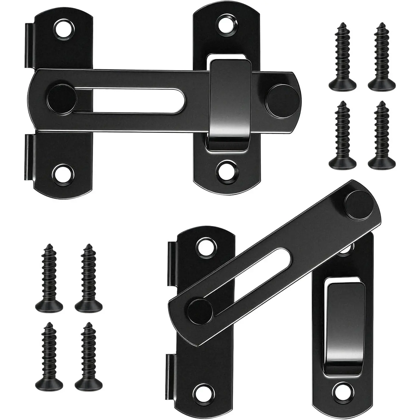 Heavy Duty Barn Door Latch, 4 Inch Metal Gate Latches for Wooden Fences | Flip Sliding Gate Lock for Shed and Garden, Black Rustproof  Latch,Fits Garage, Cabinet and