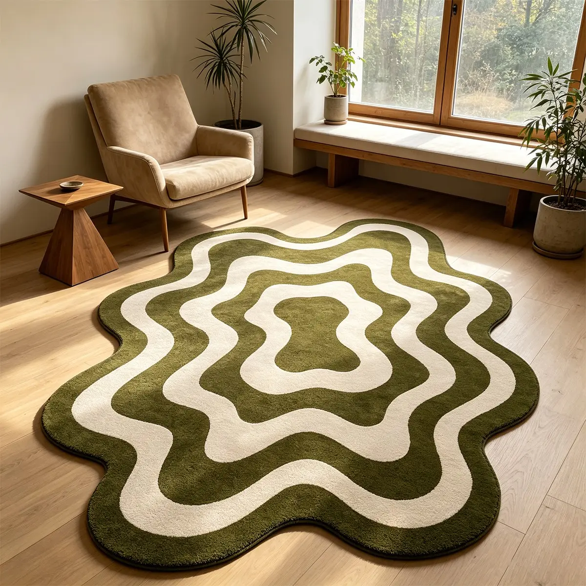 Vintage Wave Rug, Modern Minimalist Home Decor Rugs, Soft Comfortable Non-Slip, Bedroom & Living Room Carpet, Soft Area Rug, Indoor Modern Rug