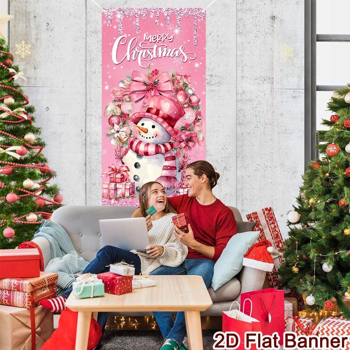 Christmas Door Banner Merry Christmas Decor for Home 2025 Xmas Hanging Wall Door Decor Navidad Noel Happy New Year Gift 2026