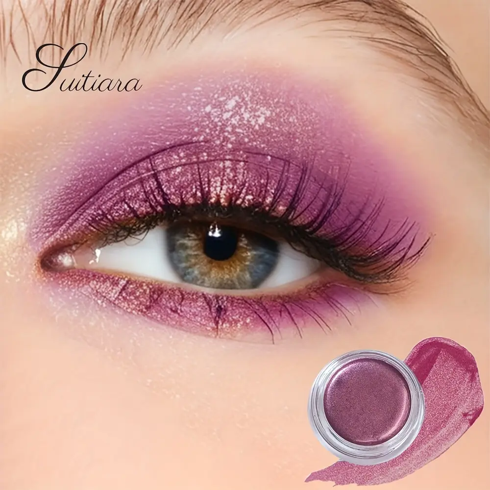 Women's 2pcs Galactic Glimmer Jelly Eyeshadow - Shimmer Eyeshadow Cosmetic, Pink Metallic, Sparkling Purple, Glossy Gel Texture, Long-Lasting, Waterproof, Non-Caking, Smooth Apply, Single-Color, Ideal for Holiday & Daily Looks, Makeup Gift