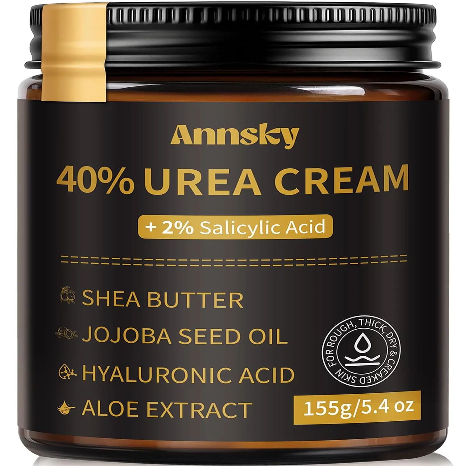 Urea Cream 40% + Salicylic Acid 2%, Foot Cream, suitable for dry, cracked heels and calluses, professional powerful moisturizing cream for feet, 155g: Beauty and Personal Care