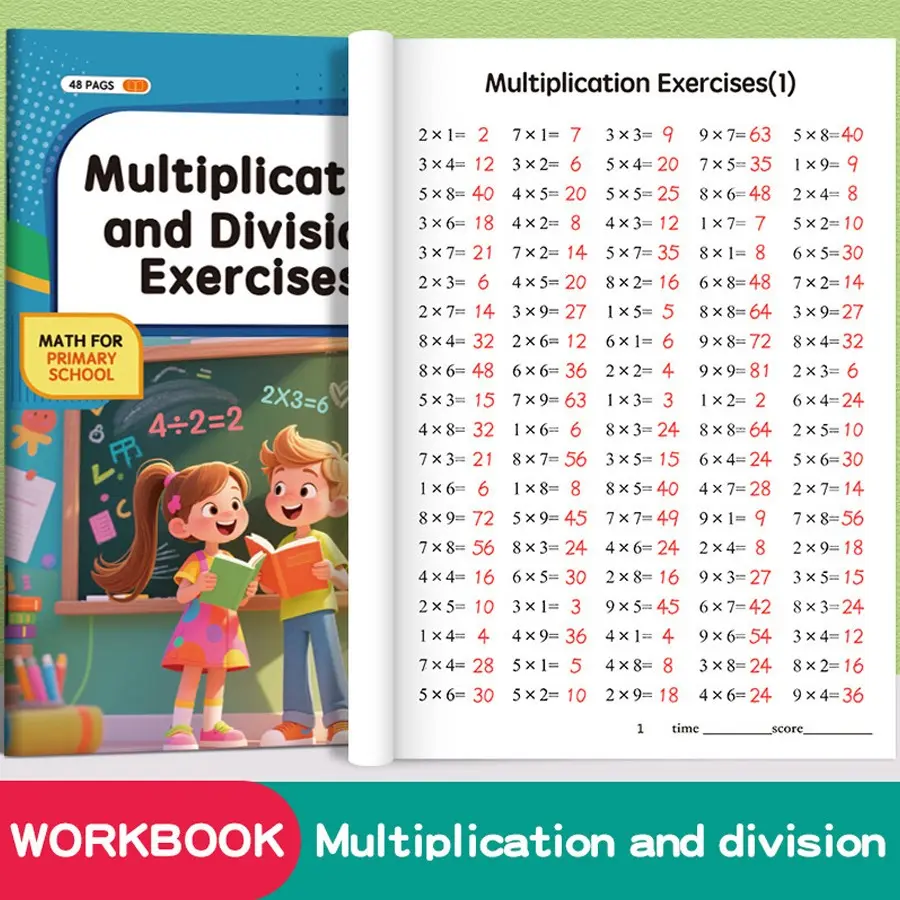 Multiplication Practice Workbook for Kindergarten to Elementary School, Easter and Christmas Math Gift, Suitable for School and Home Use
