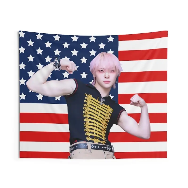 1pc Andteam Nicholas Pink Hair American Flag Tapestry, Andteam Concert Banner, Andteam Kpop Flag, Andteam, Andteam Concert, Andteam 2025