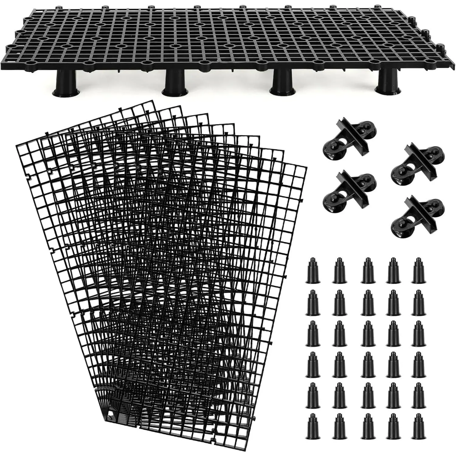 8pcs Aquarium Plastic Grid Divider Tray Egg Crate Aquarium Fish Tank Bottom Isolation with Bracket and Suction Cups(11.8x5.9 Inch)