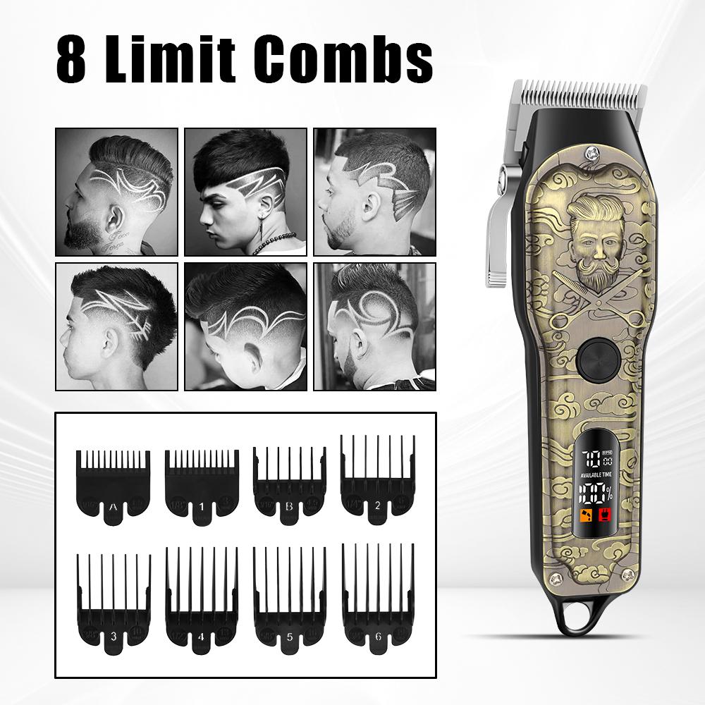 Rechargeable Men's Grooming Kit, Hair Clipper and Beard Trimmer Set, Adjustable Blades, Home and Salon Use, Gentleman Digital Display Gift Box