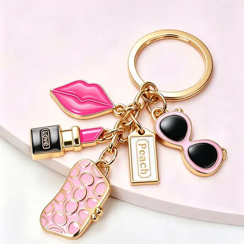 Fashionable Lip-Design Alloy Keychain, Stylish Keychain, Trendy Cute Bag Charms for Wallets, School Bags and Backpacks, Fashion Accessories for Women and Girls, Bag Charm Keychain, Keychains Cute