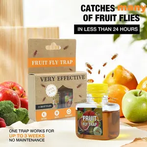 Fruit Fly Trap for Kitchen & Indoor Use – 2-Pack Sticky & Go, Natural Attractant Works Up to 3 Weeks,  Safe for Food Areas, Perfect for Counters, Pantries & Trash Cans