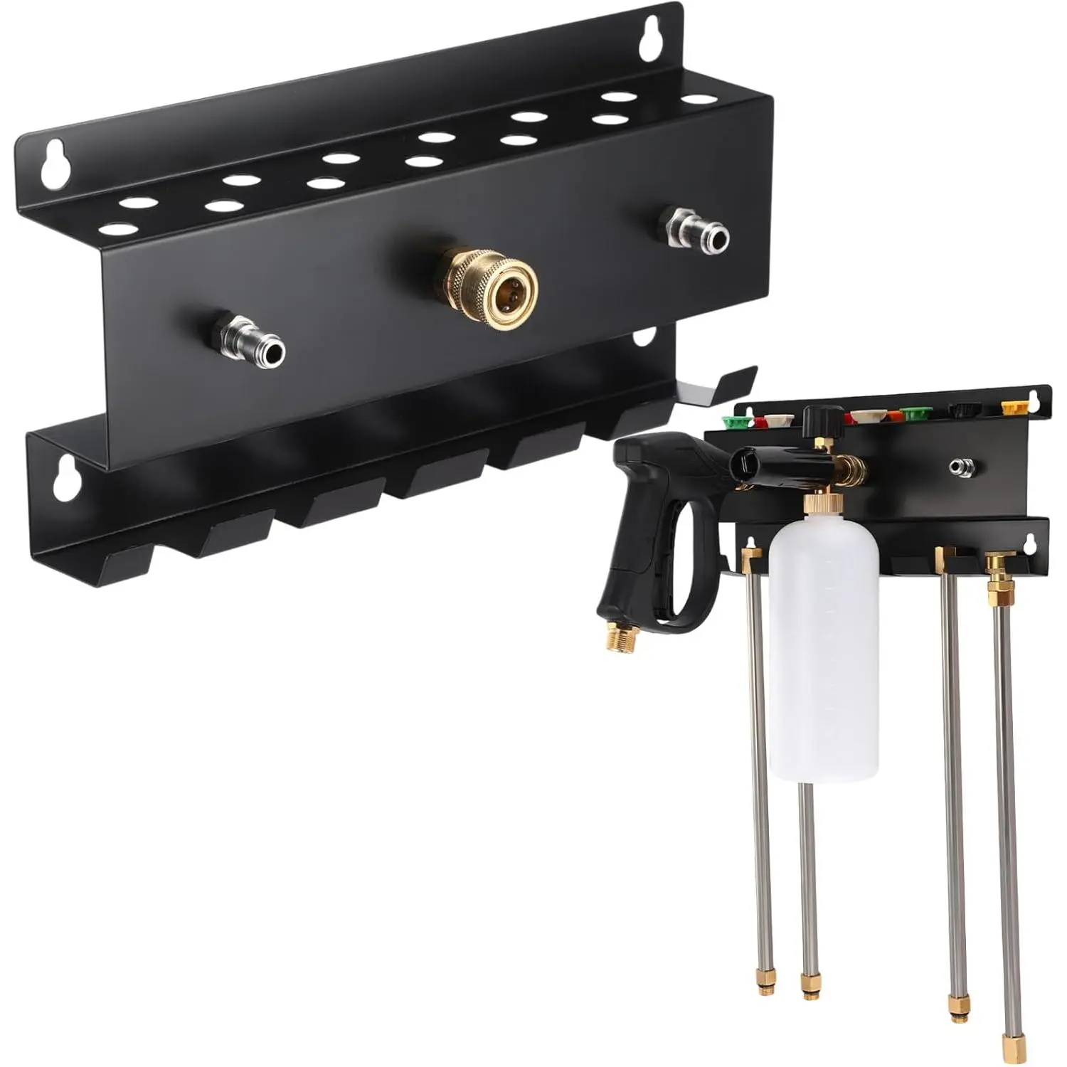 Pressure Washer Gun Holder, Wall Foam Holder, Car Wash Accessories Organizer for Wand/Nozzle Tips, 1/4'' Pressure Washer Accessories Rack(Black)