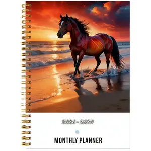 2026-2030 Monthly Planner/Calendar - January 2026 to December 2030, 5-year monthly planner book, Red Mustang themed cover design notebook, yearly calendar planning, monthly tabs, 60-month calendar, 5.5 x 8.3 inches, thick paper, elastic cover, durable dou