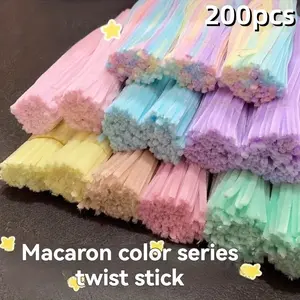 200pcs Pipe Cleaner Craft Kit, Colorful Classic Twisties, Flexible Plastic Macaron Twisties, Ideal for Creative DIY Projects, Multiple Colors