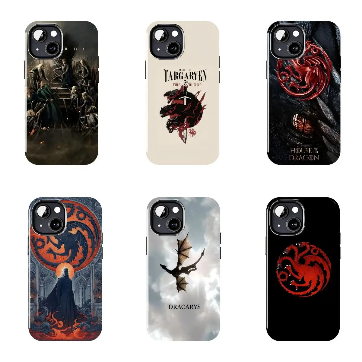House of the Dragon Phone Case, House Targaryen Dragon Sigil, Fire and Blood, Game of Thrones Fantasy Aesthetic, Shockproof TPU Protective Cover, Slim Anti-Scratch Camera Protection, Compatible with iPhone 11–17 Pro Max/Plus Series & Samsung Galaxy S23–S2