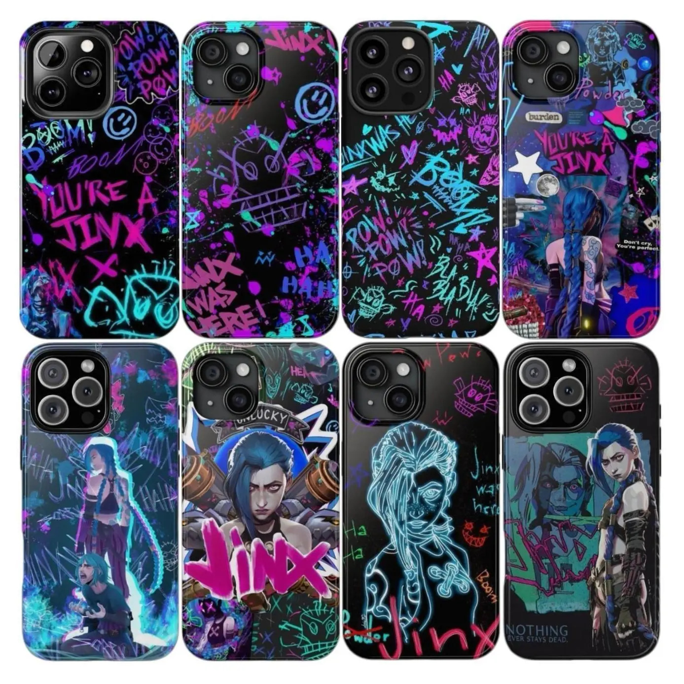 Jinx Arcane Inspired Phone Cases, Neon Colour Graffiti Art, Arcane Inspired Phone Cover, Protective Cell Phone Shell,iPhone case 17/16/15/14/13/12/11 Anime Stickers