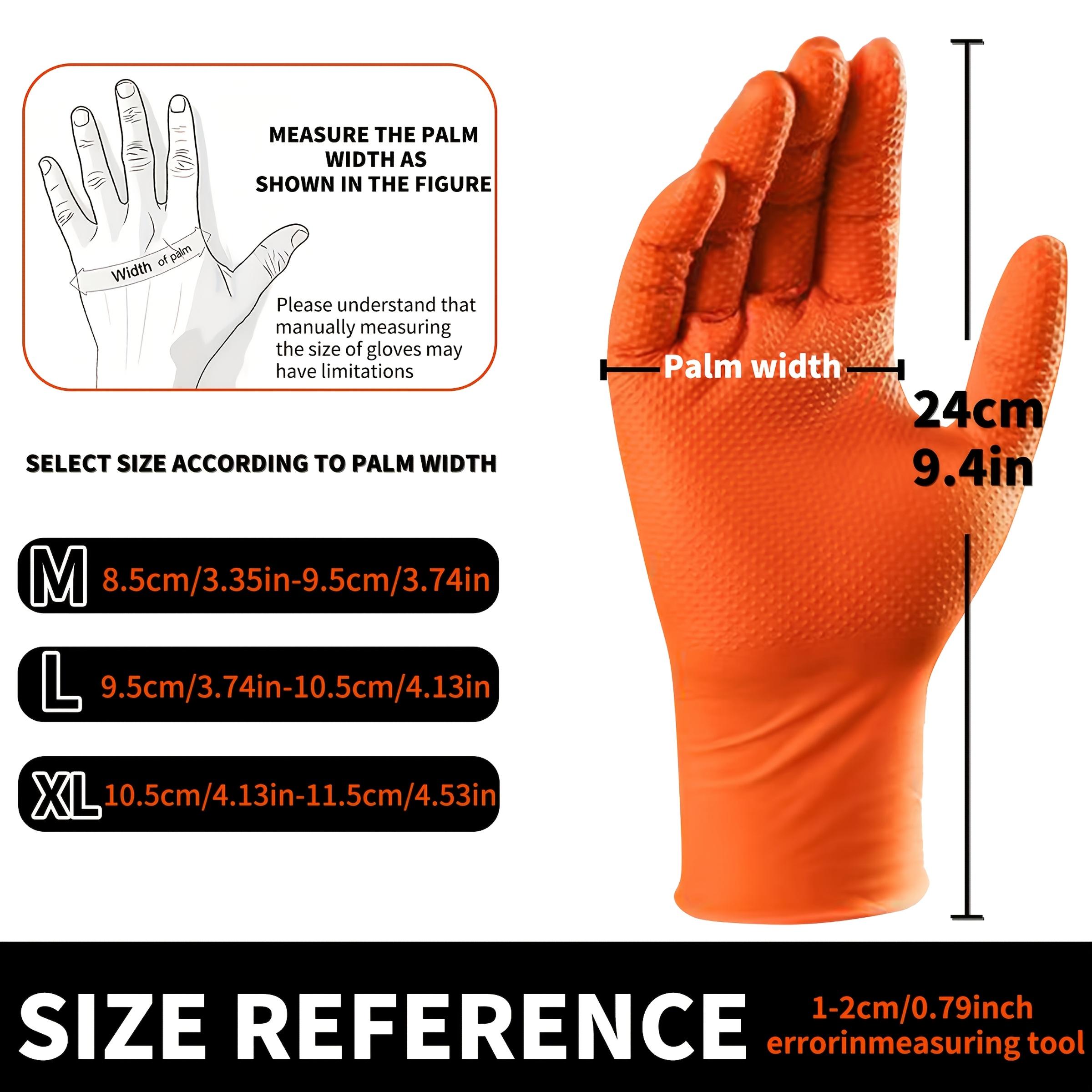 30Pcs Nitrile Gloves Heavy-duty 8g Disposable Orange/Black Diamond-pattern Pure Nitrile Gloves, 8 Mil Thick, Raised Diamond Texture, Powder-free and Latex-free, Suitable for Automotive, Outdoor, Kitchen, and Household Cleaning Use,Home Essentials