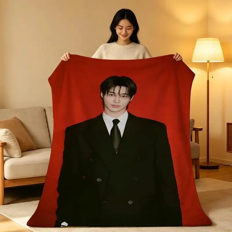 Celebrity Star Byun Woo Seok Throw Hot High-Density Short Plush Blanket Soft Skin-Friendly for Sofa Nap Air-Conditioned Room