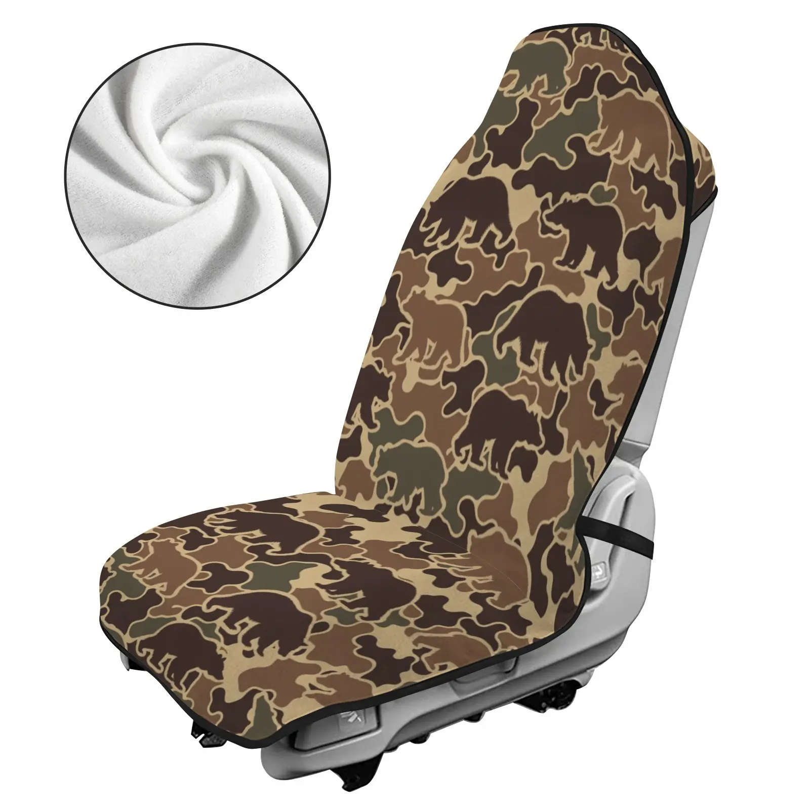 Universal Front Towel Car Seat Covers, Animal Hunting Camo Sports Auto Seat Covers, Soft Terry Cloth Car Seat Protector, Quick-Dry Anti-Scratch Fits Cars SUV Truck, Durable Outdoor Hunting Automotive Interior Accessory