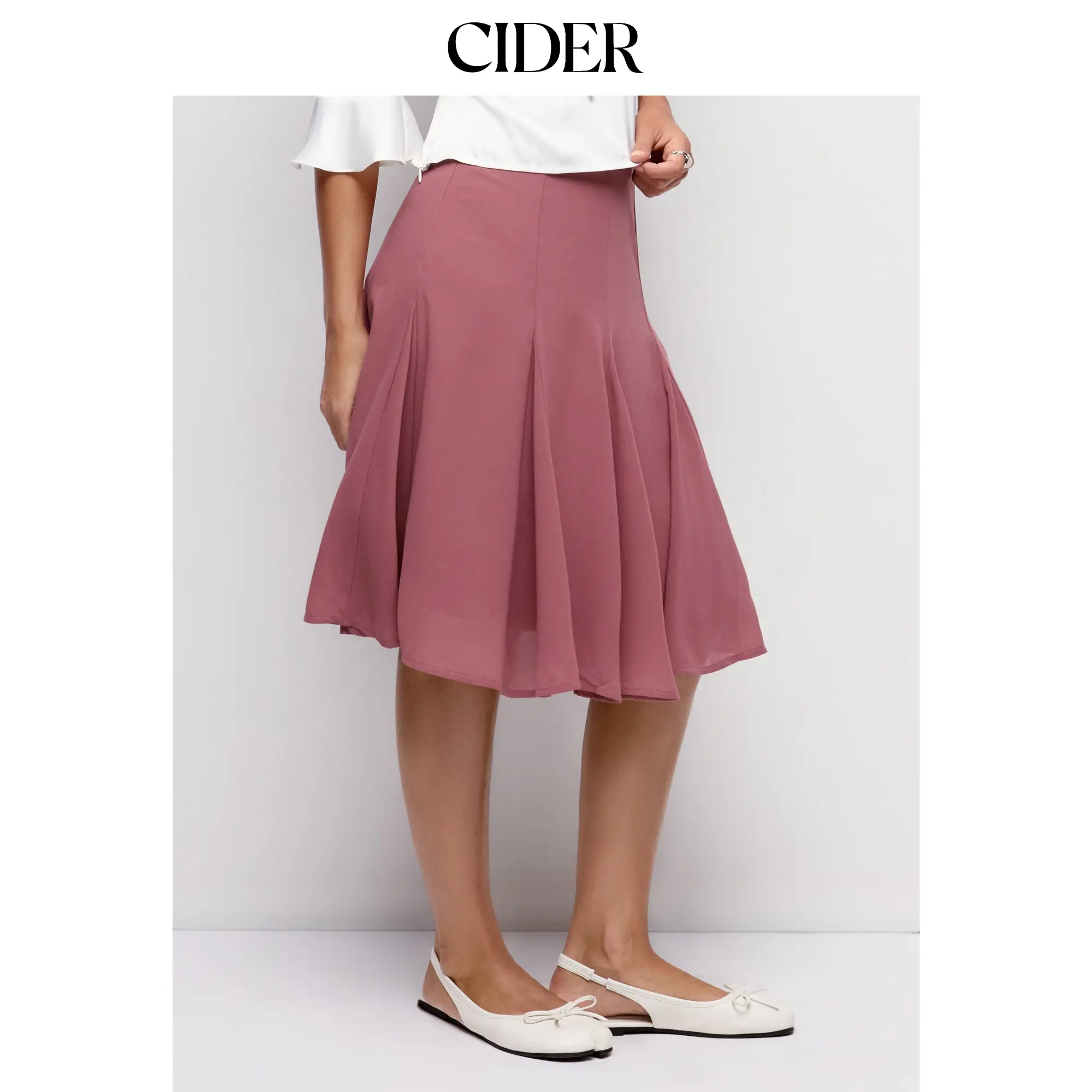 Cider Mid Rise Flared Midi Skirt