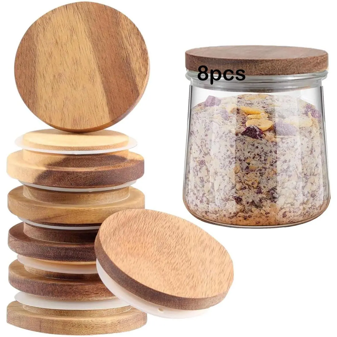 8 Pack   Yogurt Jar ,  -   with  Sealing Rings and  Yogurt Bottle Label, For 5 Oz  Yogurt Jars