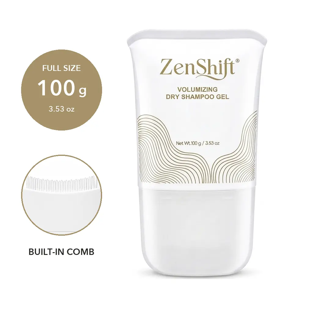 ZenShift Volumizing Dry Shampoo Gel with Built-In Comb Application, Quick No-Rinse Refresh for Greasy & Oily Hair, Non-Aerosol, No Loose Powder Mess, 3.53oz