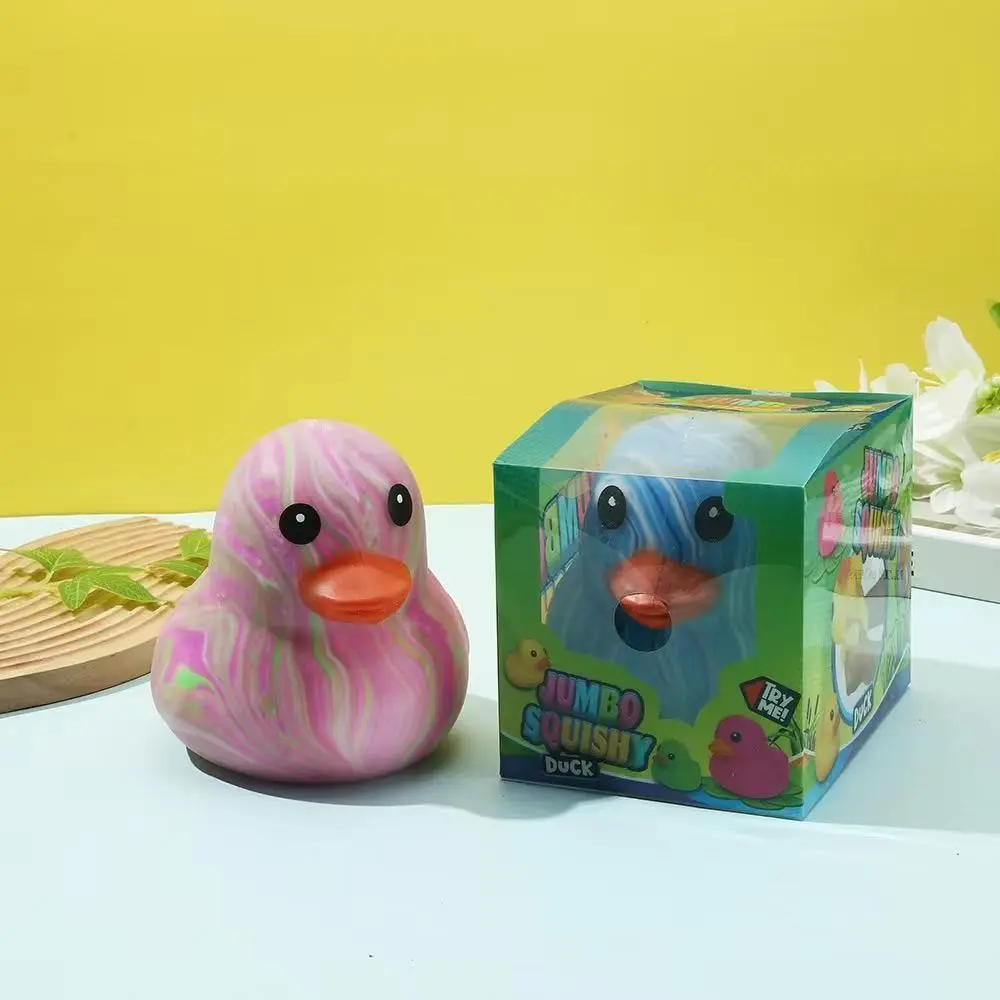 New Colorful Glass Duck Stress Relief Toy, Marble Pattern Animal Squeeze Fun, Creative Venting Tool, Perfect for Relaxation and Play