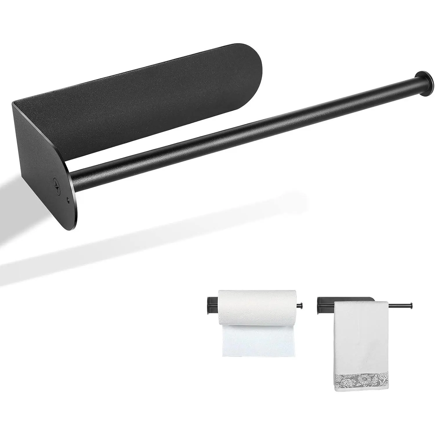 Magnetic Stainless Steel Paper Towel Holder - Strong Magnet, 30cm, Black (Magnetic-30cm-B) for Refrigerator, Functional Paper Storage, Everyday Home & Bathroom Supplies Use, Everyday Use