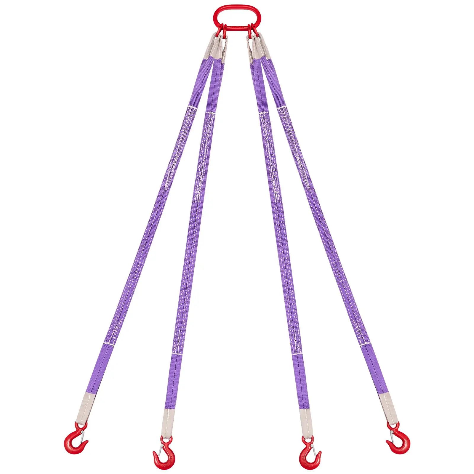 VEVOR Lifting Sling Straps, Four Leg Polyester Bridle Sling with Hooks, 6600LB Capacity, 5Ft Heavy Duty Rigging Strap, Thickened Wear-Resistant Webbing Slings for Engines Cranes Hoists Truck