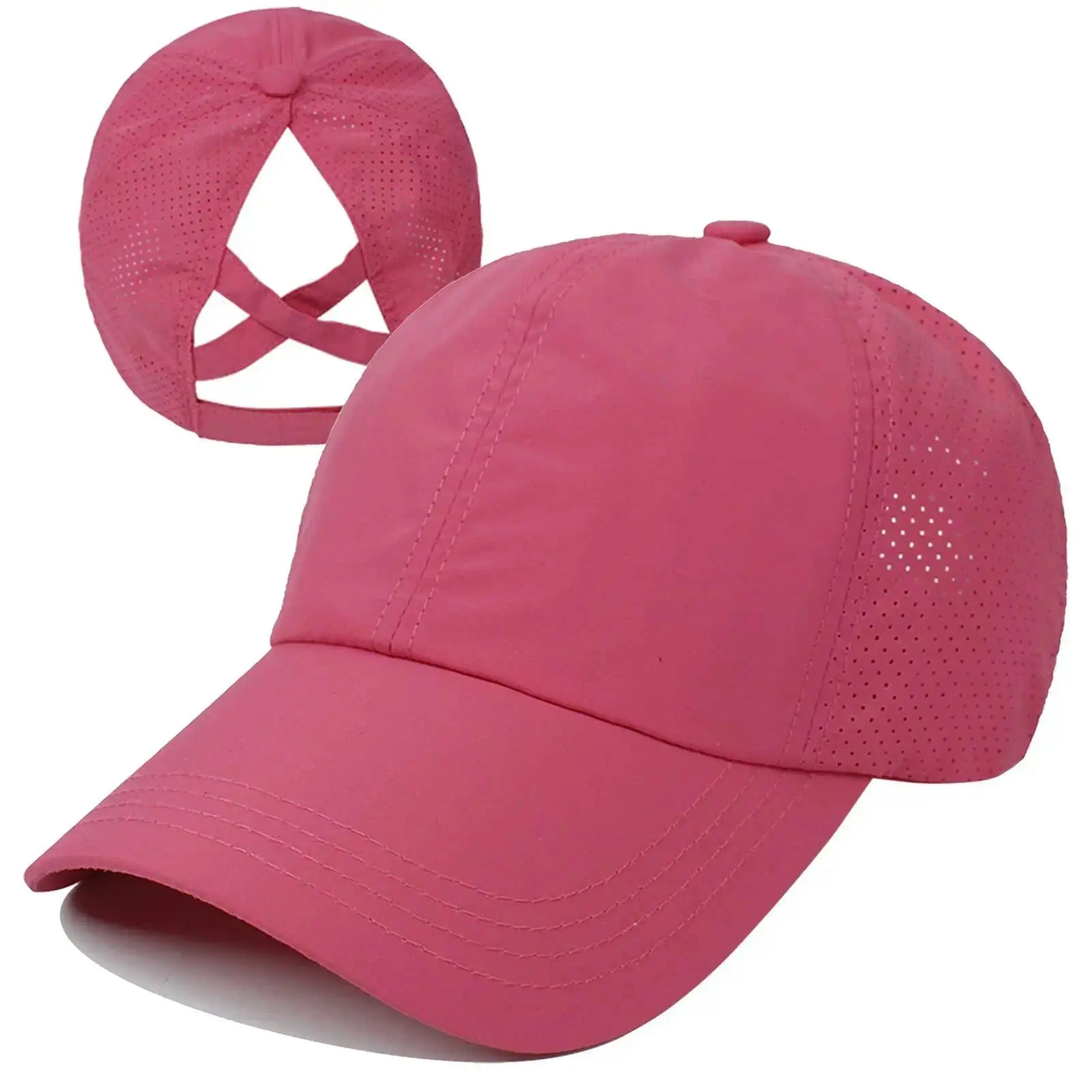 Women’s Criss Cross Ponytail Baseball Cap - Lightweight, Quick Dry, Adjustable Fit Unisex Hat (20-22.8 in Inner Circumference, 2.65 in Brim, Hook & Loop) for Hiking, Running, Outdoor Sports, Casual Summer Accessory, Brim 2.65", 20-22.8 Inches