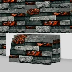Vintage Stone Tile Stickers, Waterproof and Dirt-Resistant, Self-Adhesive Removable, for Living Room Feature Wall, 15x30cm, 12/24/48 Pieces