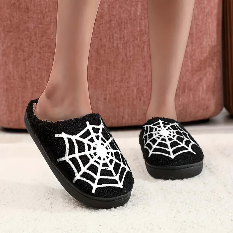 (New)Comfortable and Stylish Spider-Themed Plush Slippers for Men and Women-Warm Non-Slip Indoor Shoes, Soft Textile Lining, Hand Washable-Suitable for All Seasons
