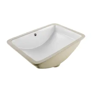 VEVOR Undermount Bathroom Sink, 20.87x 14.76 Inch Rectangular White Ceramic Vessel Sink with Overflow Hole, Under Counter Drop in Modern Lavatory Vanity Bath Wash Bowl Basin, Rectangle Small Space