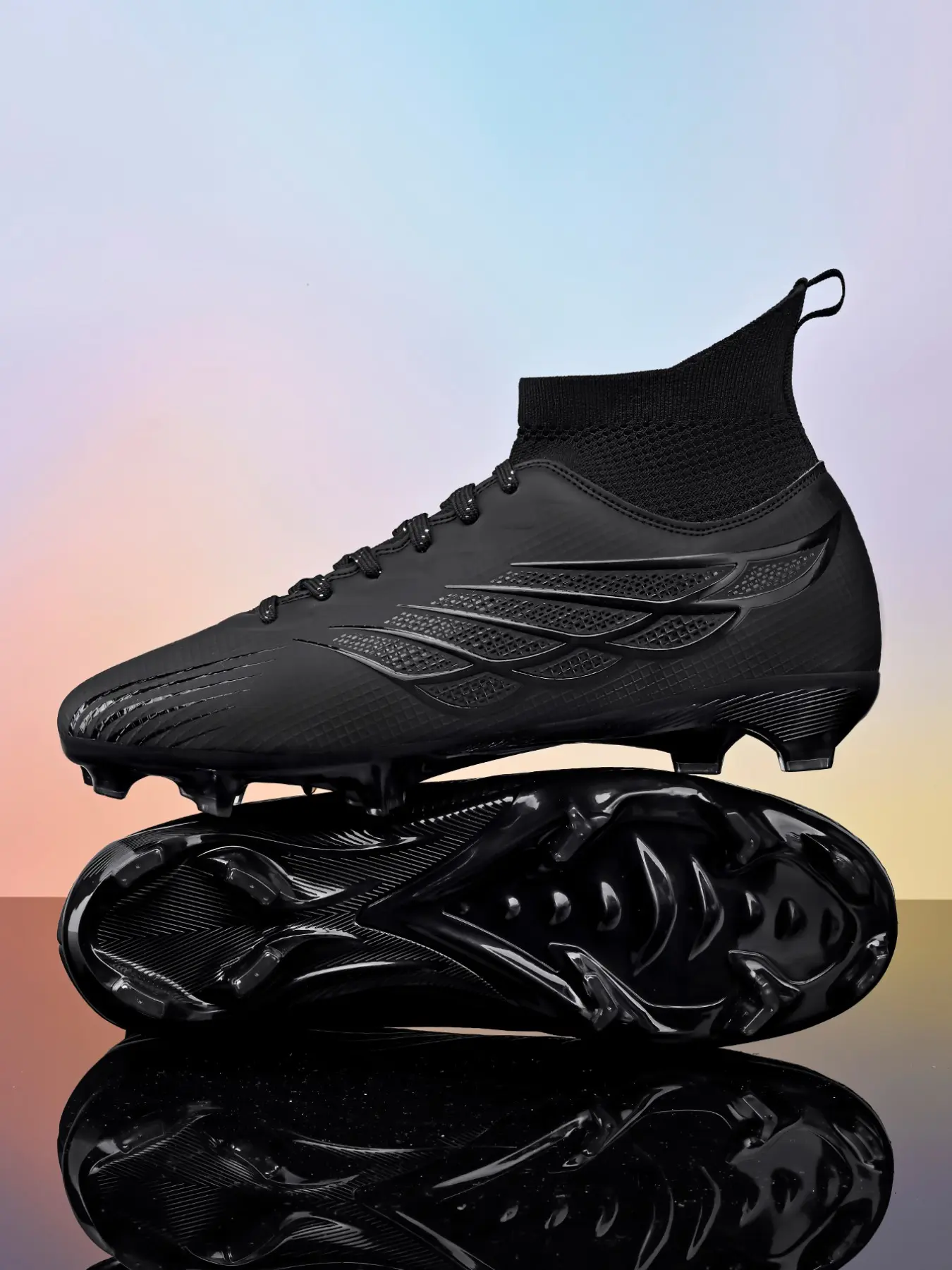 Unisex Professional Soccer Shoes, Anti-Slip Ag Studs, Breathable High-Top Football Cleats, Adult Classic Football Field Boots, Sports Football Shoes