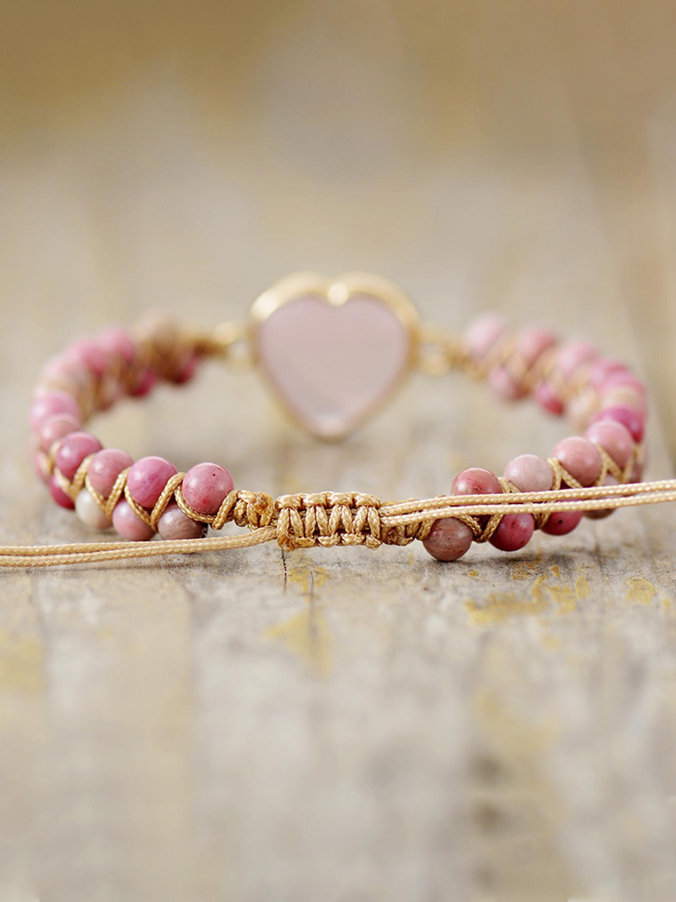Mother's Day Gift Boho Style Heart Charm Decor Double Beaded Bracelet, Fashion Hand Jewelry for Party, Daily Clothing Decor, Trendy All-match & Exquisite Jewelry for Birthday, Trendy Bangles, Stackable Bracelet