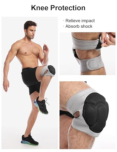 Adult Knee Pads for Gardening, Anti-Slip Collision Avoidance Kneepads with Thick EVA Foam, for House Cleaning, Construction Work, Volleyball, Football Dance Knee Sleeve, 1 Pair (Black)