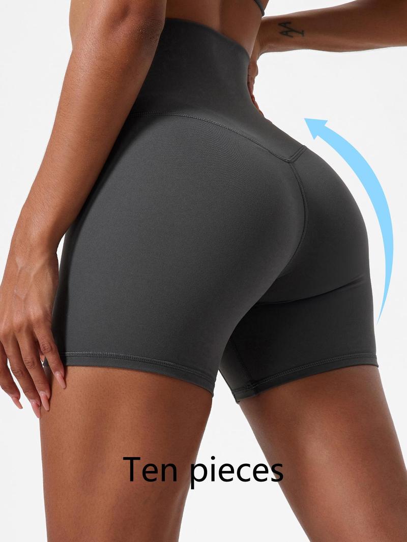 Women's Plain High Waist Skinny Sports Shorts, Gym Shorts, Sporty Wide-Waistband High-Stretch Shorts, Skinny Workout Shorts, Ladies' Sportswear for Indoor Outdoor Wear