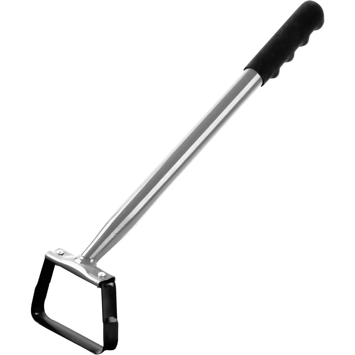 Stirrup Hoe Garden Tool, Hollow Trapezoid Weeding Tool with 14 Inch Scuffle Loop,  Metal Hand Cultivator Rake for Lawn, Garden or Greenhouse, Durable Grass Scraper, Mini , Grey