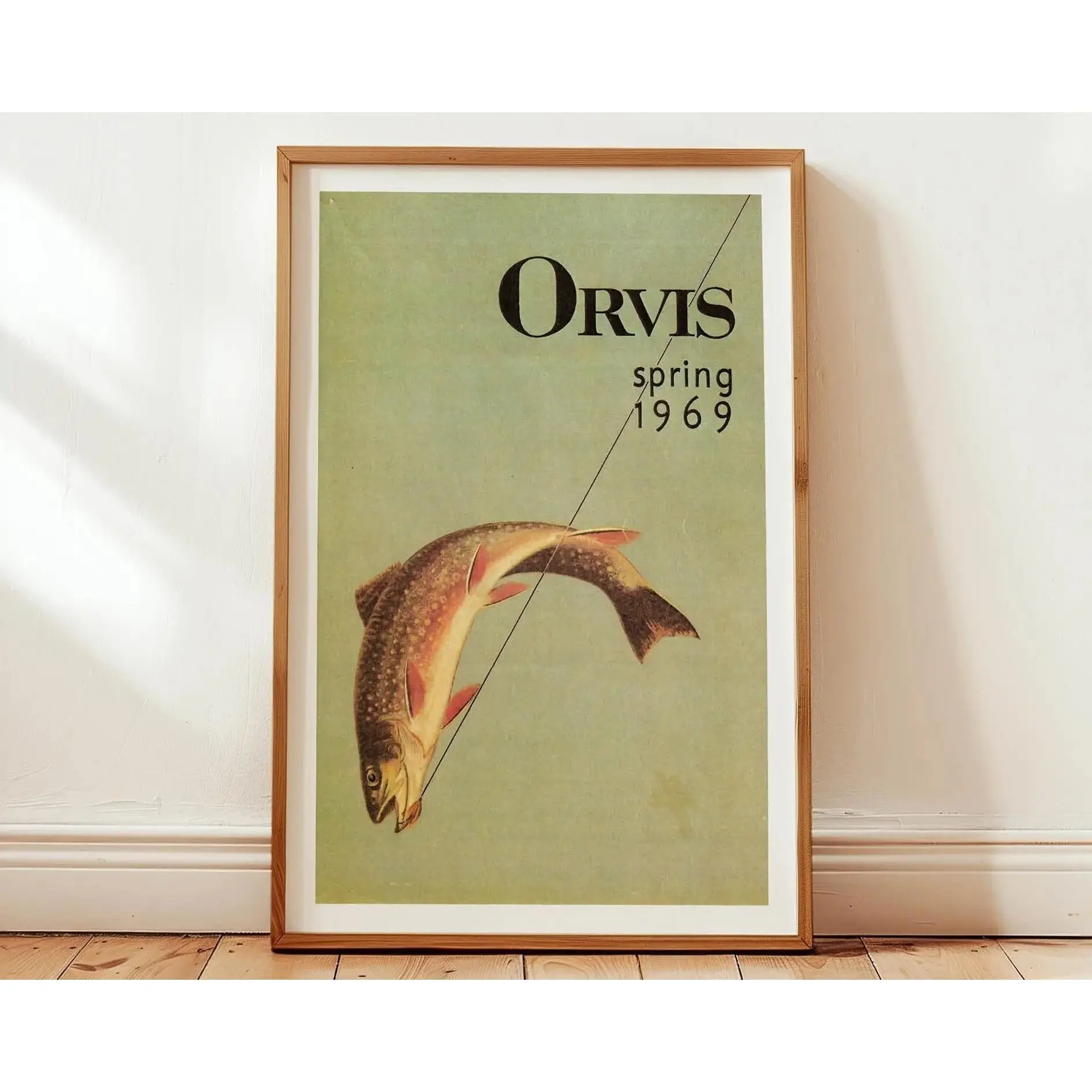 Trout Fly Fishing Print Vintage Poster Art Retro Travel Decor Wall Art Outdoor Sports Fisherman Gift For Dad Artistic Ornaments Photo Decoration Room