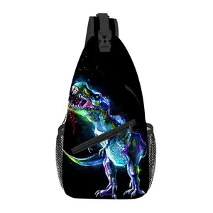 Cartoon Dinosaur Crossbody Bag Kids Chest Sling Bag for School Travel Everyday Use