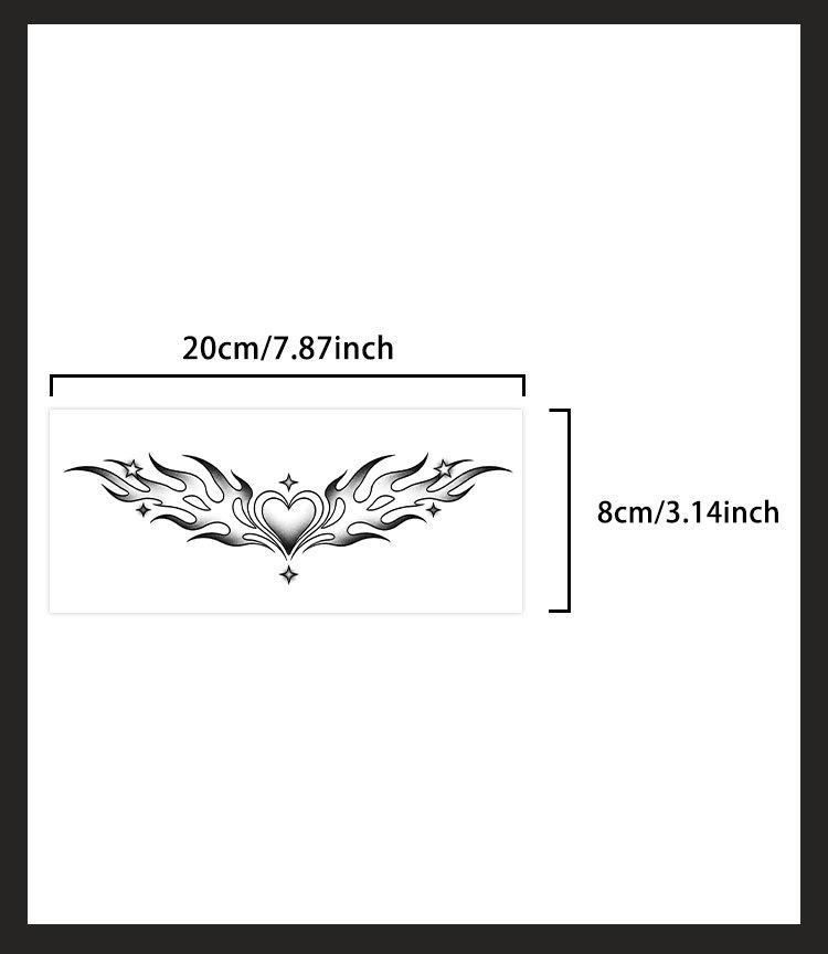 Waterproof temporary tattoo sticker magic tattoo lasting 7-15 flame heart pattern herbal juice semi permanent tattoo simulation tattoo Chest tattoo