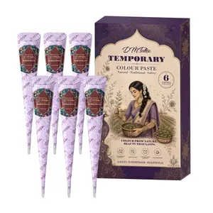 herbal temporary henna drawing tattoo kit, mild plant pigment applies evenly. Sweatproof waterproof tattoo fades gently without needles, simple body paint for travel photos and party costume decoration.